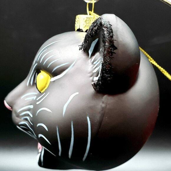 Halloween Black Cat Glass Ornament Gothmas Tree Scardy Cat Hissing Cat Ornament - Picture 7 of 10